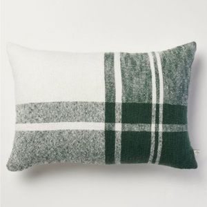 14"x20" Block Plaid Lumbar Throw Pillow Green/Cream - Hearth & Hand